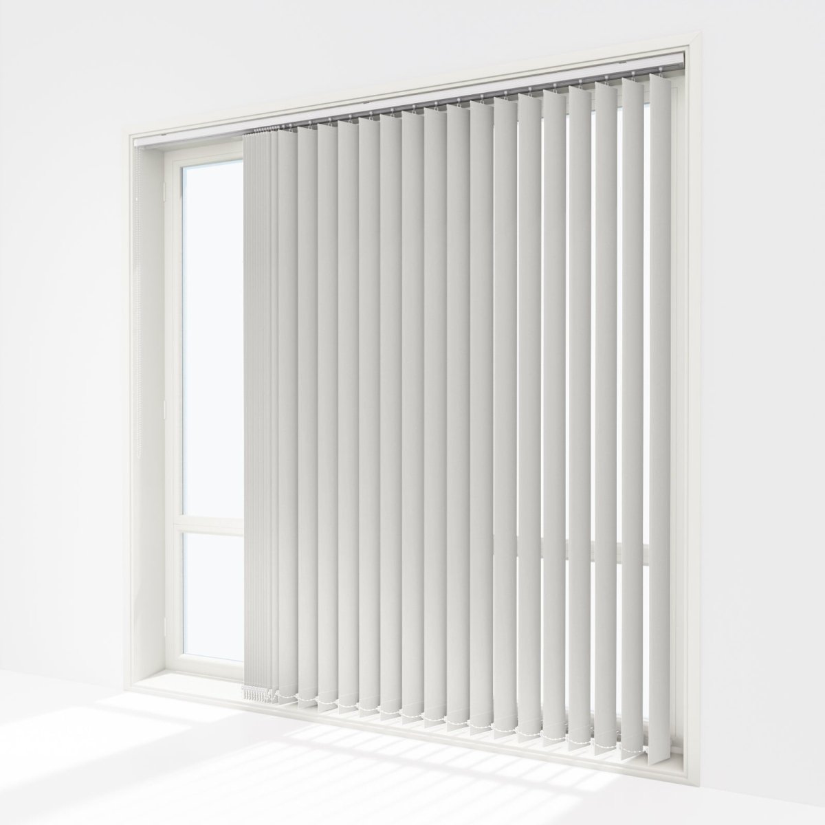 Pristine Grey Mist Blackout Vertical Blinds - Zen Shades