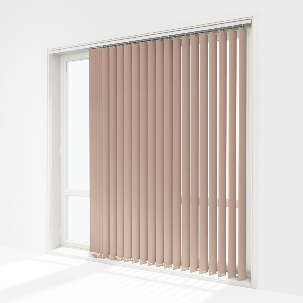Pristine Savannah Tan Blackout Vertical Blinds - Zen Shades