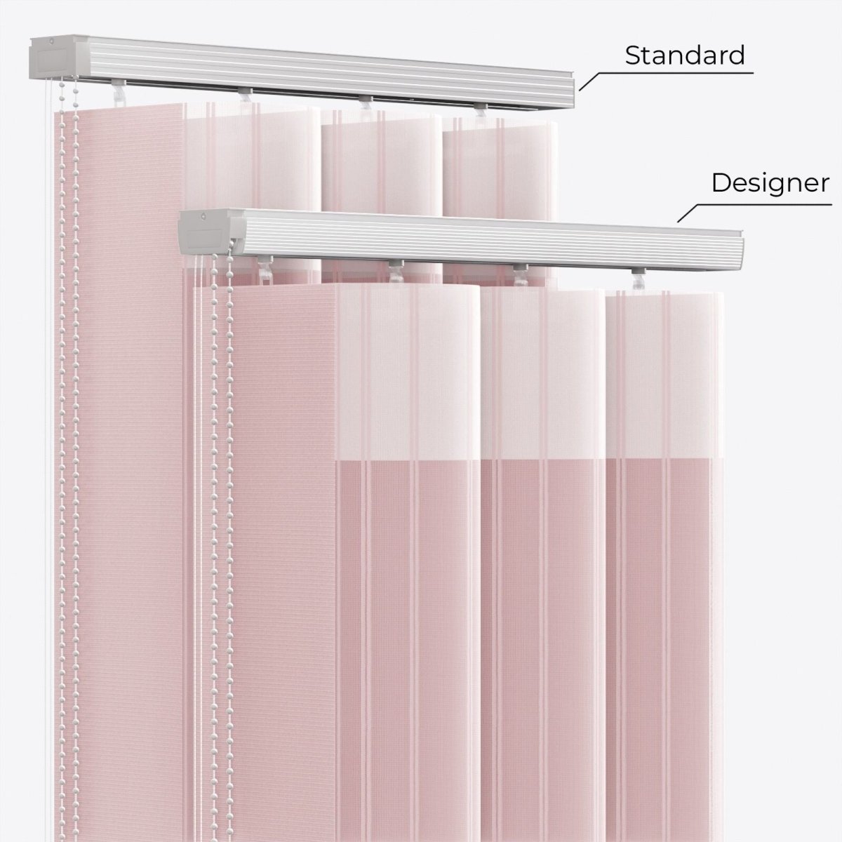 Stripe Quartz Rose Day & Night Vertical Sheer 40cm - Zen Shades