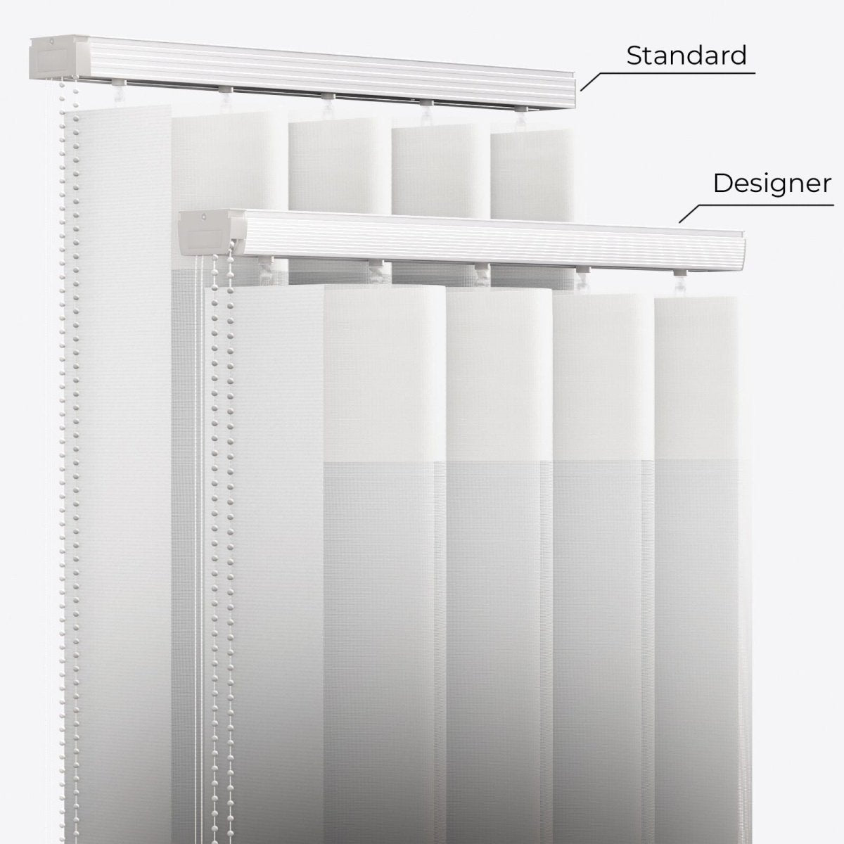 Supreme White & Steel Grey Print Day & Night Vertical Sheer 33cm - Zen Shades